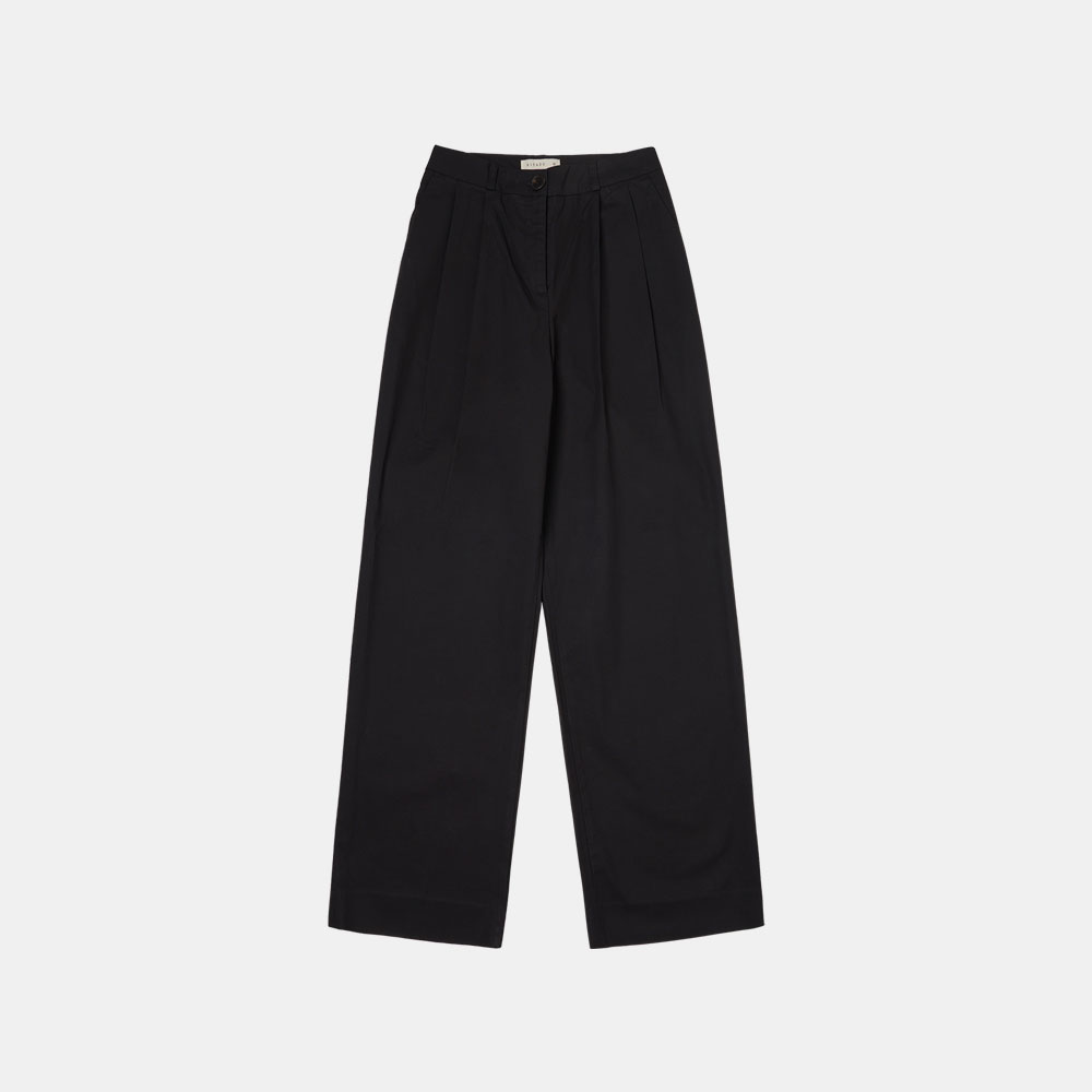 SI PT 7037 Wide Straight-fit Chino Pants_Black