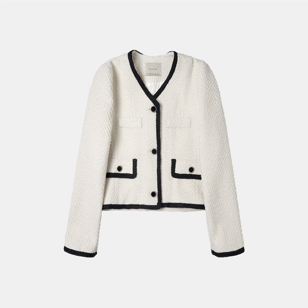 SI OT 4036 classic boucle tweed jacket_Ivory