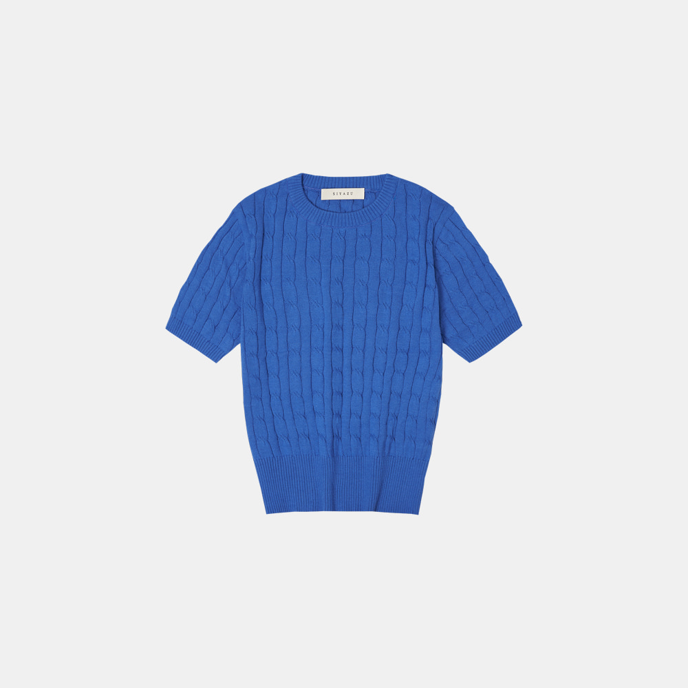 [5/19 예약발송] SIKN2029 cotton crop cable knit_Marine blue