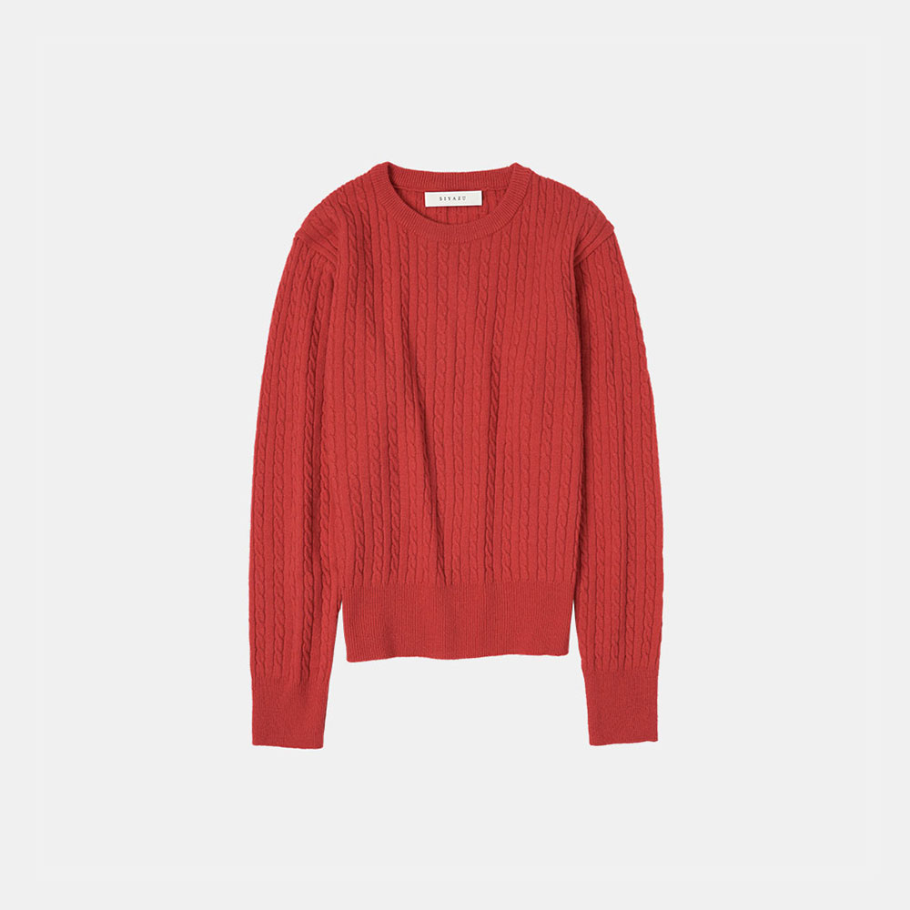 SIKN2041 cashmere blend cable knit_Red