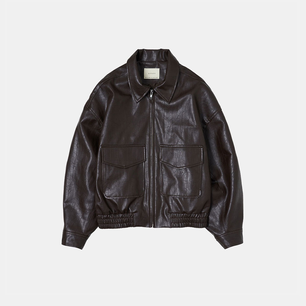 [9/30 예약발송]SIOT4045  fake leather bomber jacket_Brown