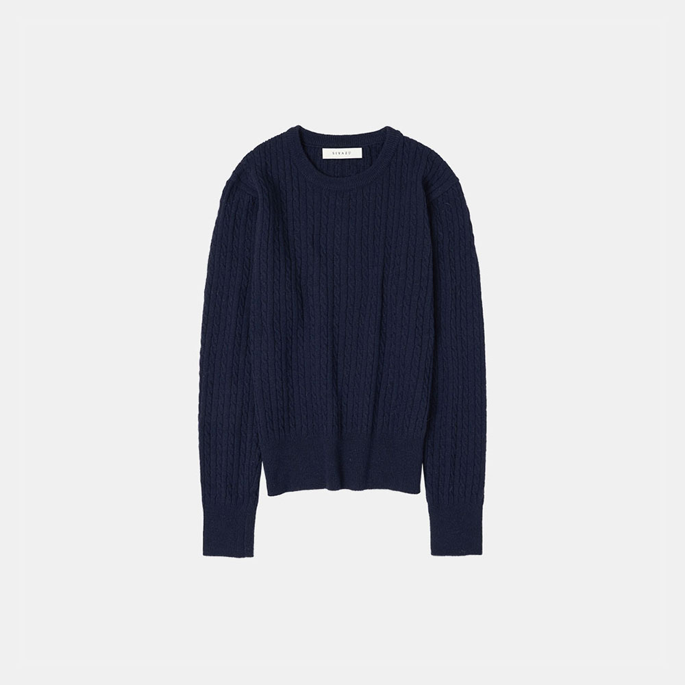 SIKN2041 cashmere blend cable knit_Dark navy