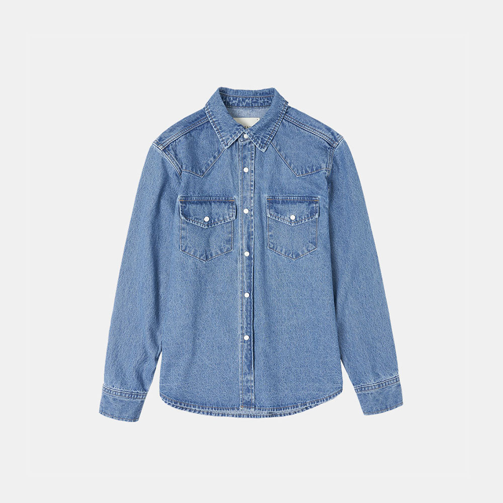 [3/21 예약발송] SITP5067 western denim shirt_Medium blue