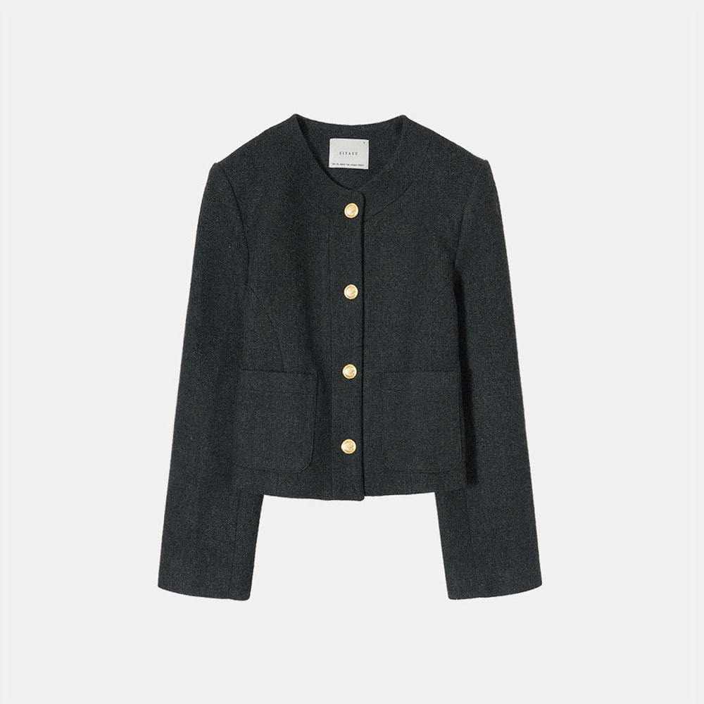 SIOT4049 antique wool tweed jacket_Melange charcoal