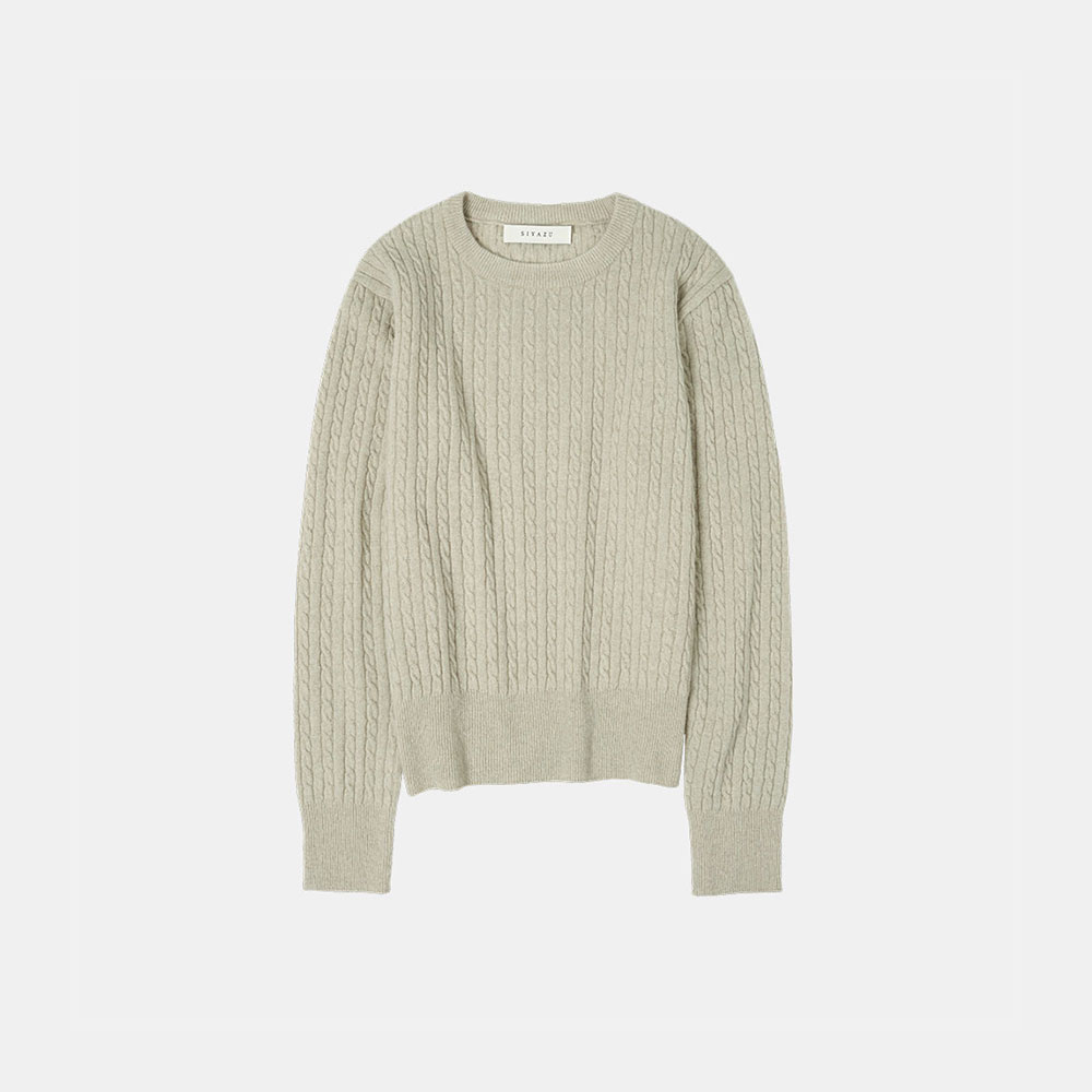 SIKN2041 cashmere blend cable knit_Beige