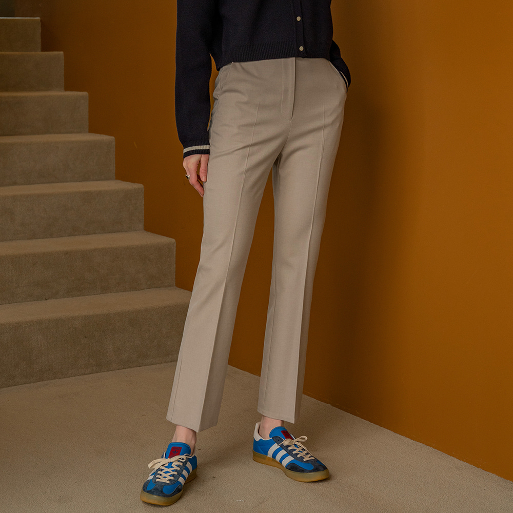 SI PT 7041 tailored boot-cut trousers_Ash beige