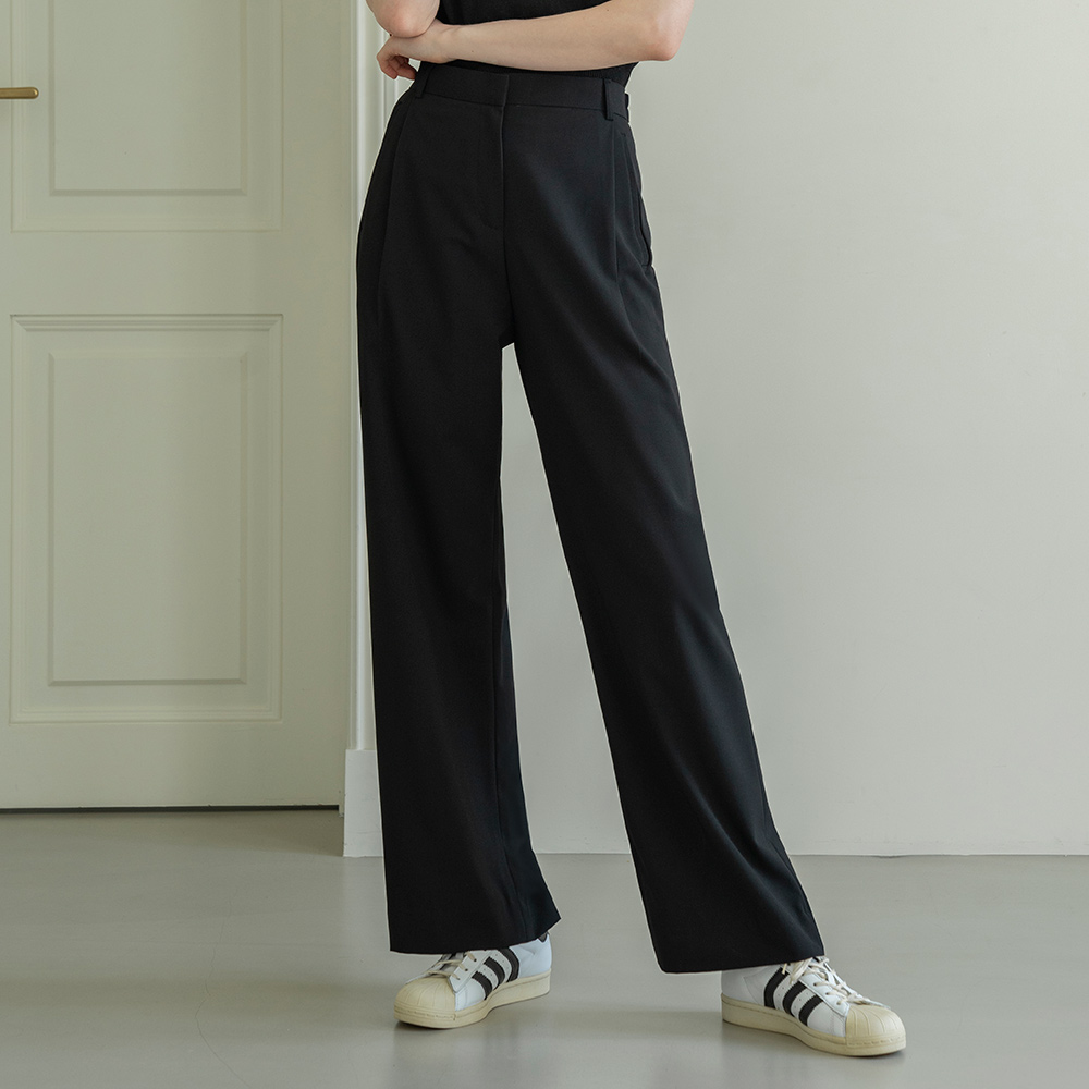 [5/14 예약발송] SIPT7047 side banding wide trousers_Black