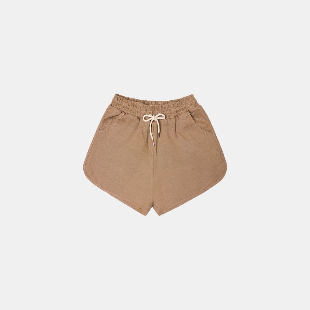 SI PT 7026 Linen Banding Shorts_Sand brown