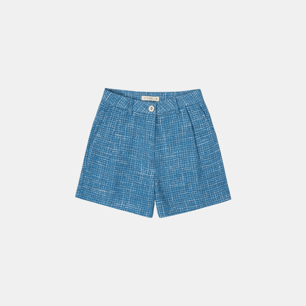SIPT7049 summer tweed shorts_Powder blue