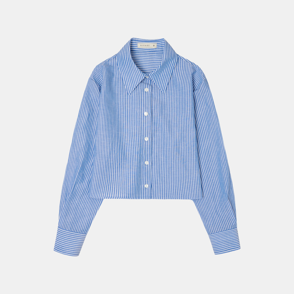 SITP5058 essential crop shirt_Blue stripe