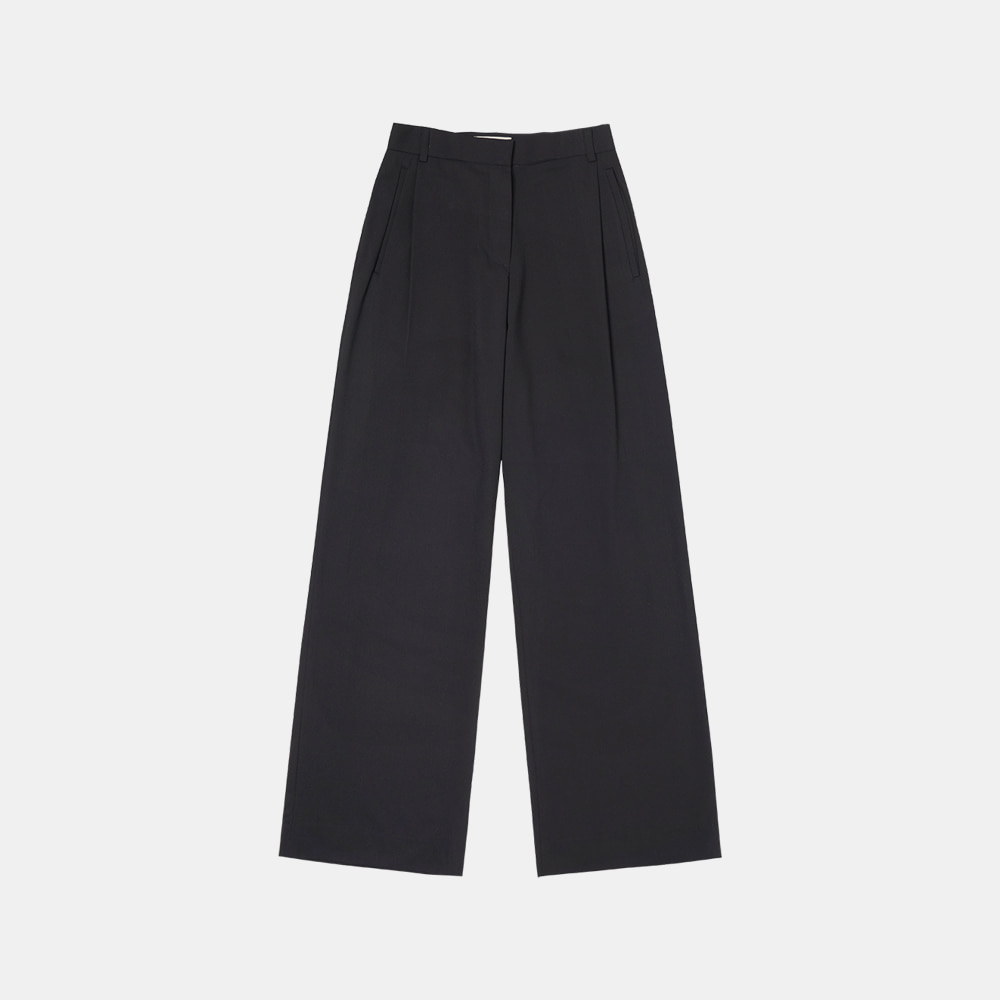 [5/26 예약발송] SIPT7047 side banding wide trousers_Black