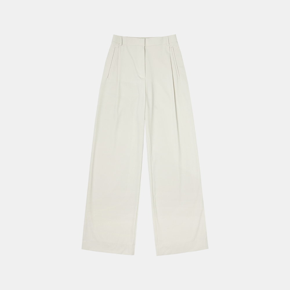 [5/26 예약발송] SIPT7047 side banding wide trousers_Light beige