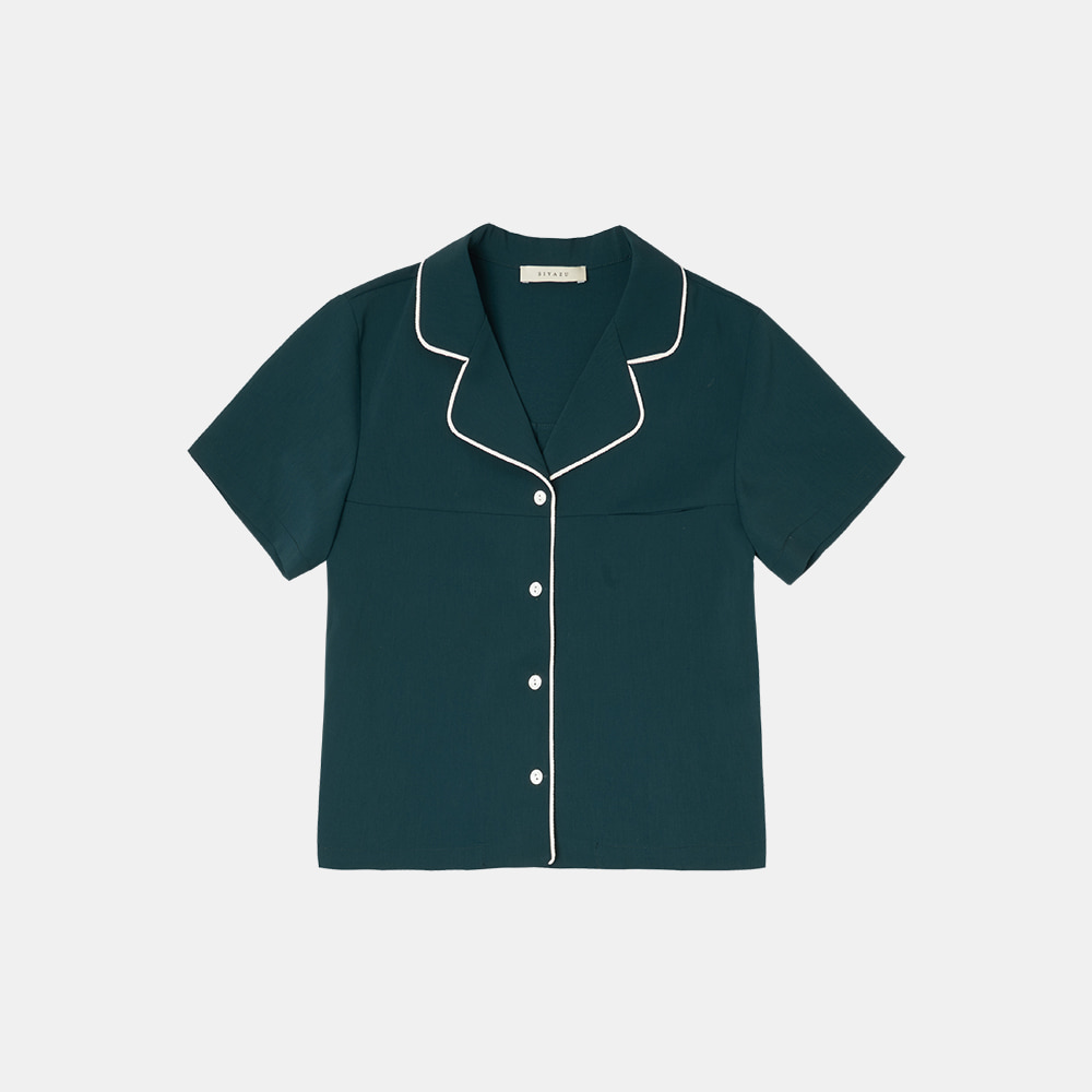 SITP5057 color line summer shirt_Deep green