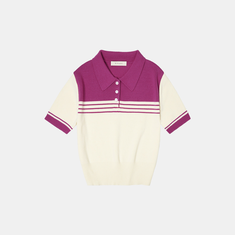 SIKN2033 linen blend collar knit_Violet pink