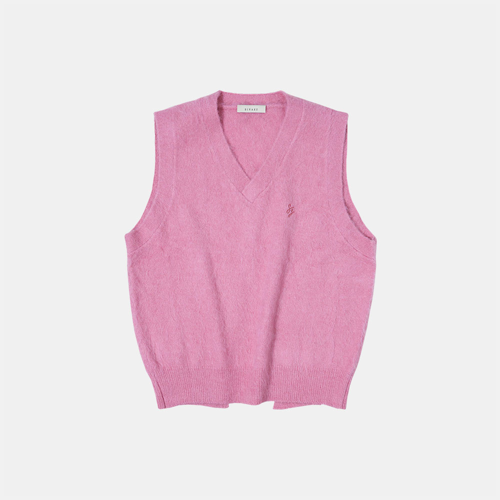 SIKN2038 overfit mohair knit vest_Pink