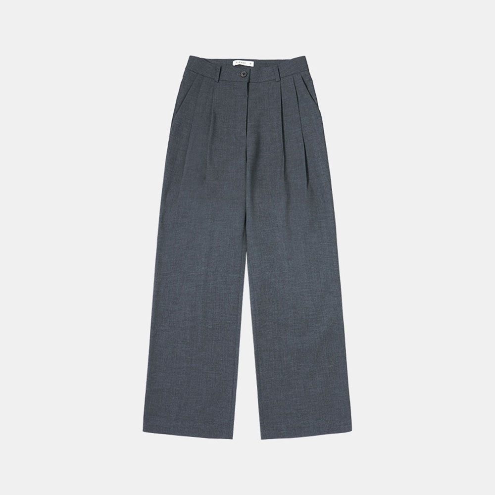 SIPT7052 muse two tuck wide slacks_Charcoal