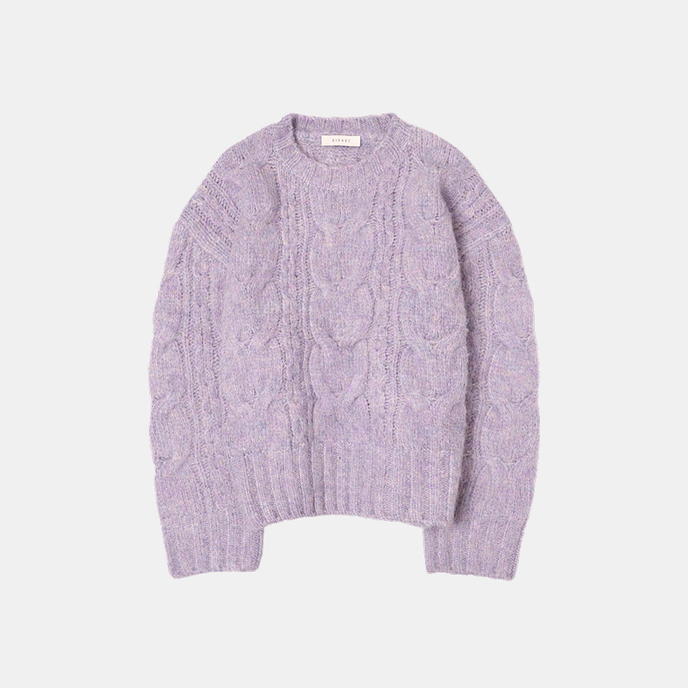 SIKN2053 mohair overfit cable knit_Purple