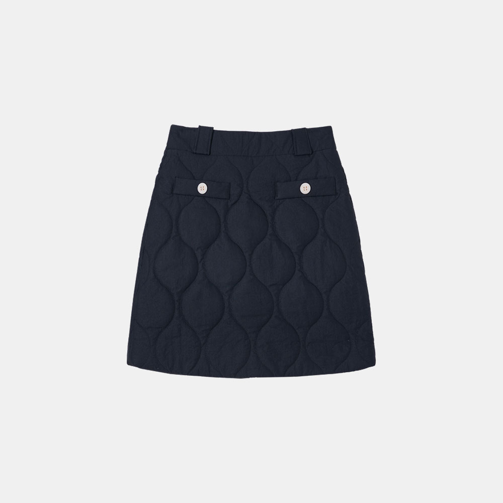 SIST9016 quilting tweed skirt_Dark navy