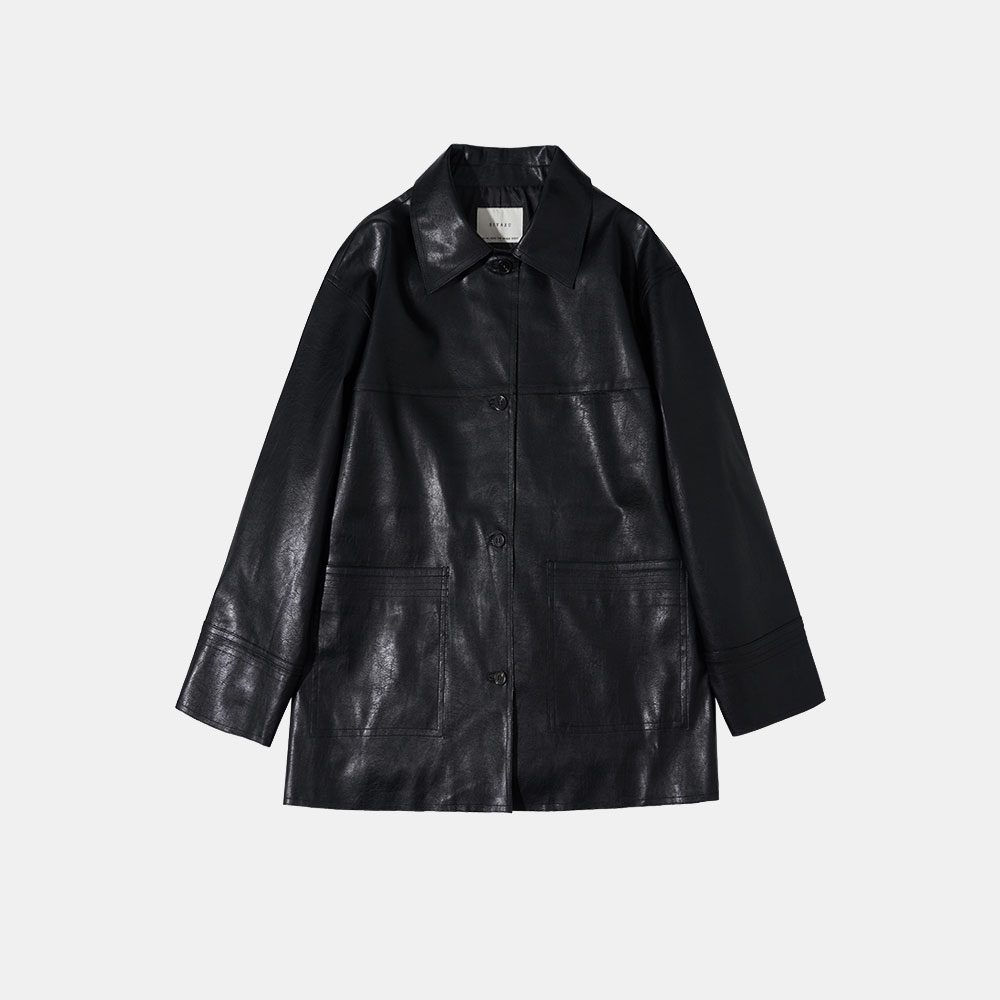 SIOT4069 fake leather oversized half JK_Black