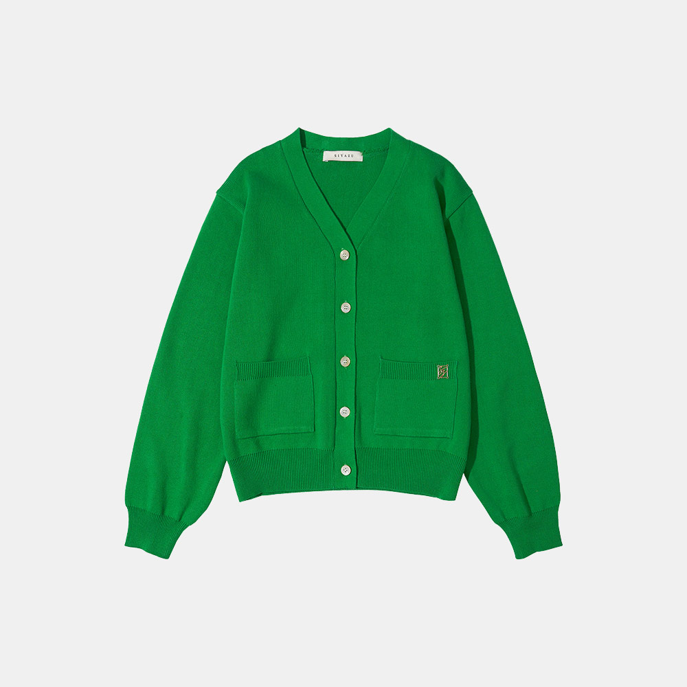 SIKN2057 BCI cotton v-neck cardigan_Green