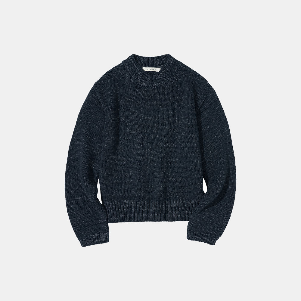 SIKN2067 texture knit pullover_Navy