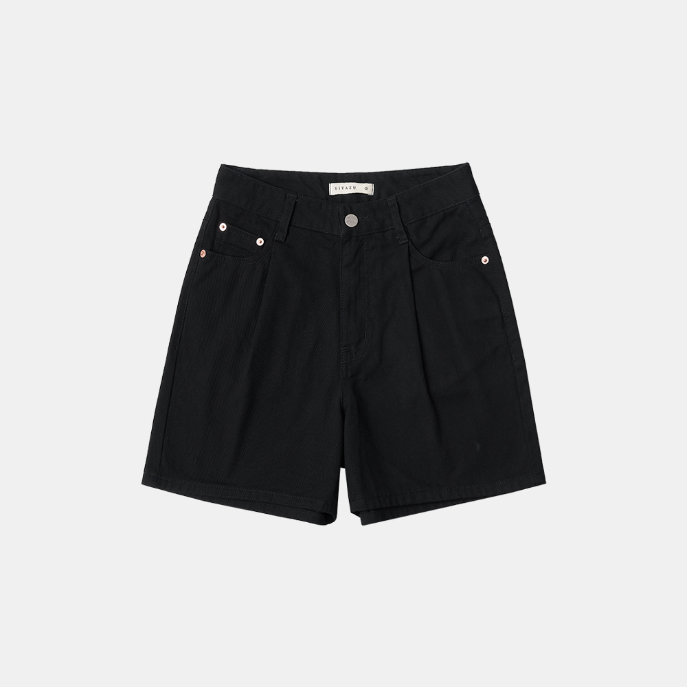SIJN6030 color denim shorts_Black